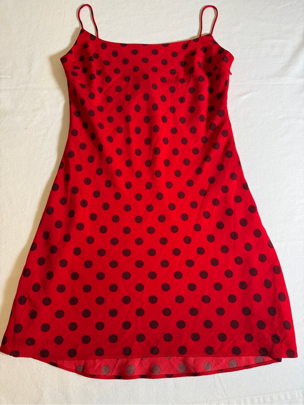 Abercrombie & Fitch Red Polka Dot Tie Back Lined Slip Dress S 90’s inspired